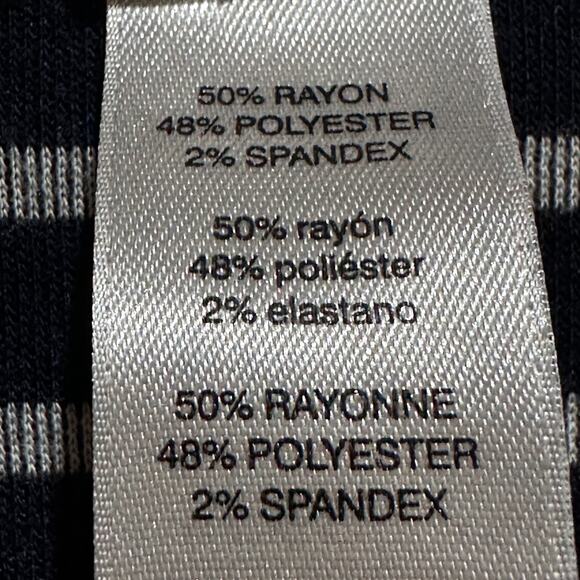 Weekends By Chicos Cardigan Women Size 0 US S Gray Blue Striped Drape Open Front - Picture 4 of 7